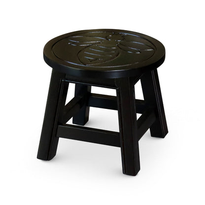 Sidi 11 Inch Step Stool Footrest, Wood Queen Bee Print, Round, Dark Brown