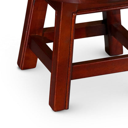 Sidi 11 Inch Step Stool Footrest, Wood Floral Print, Round, Cherry Finish