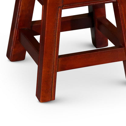 Sidi 11 Inch Step Stool Footrest, Wood Maple Leaf Print, Round, Cherry
