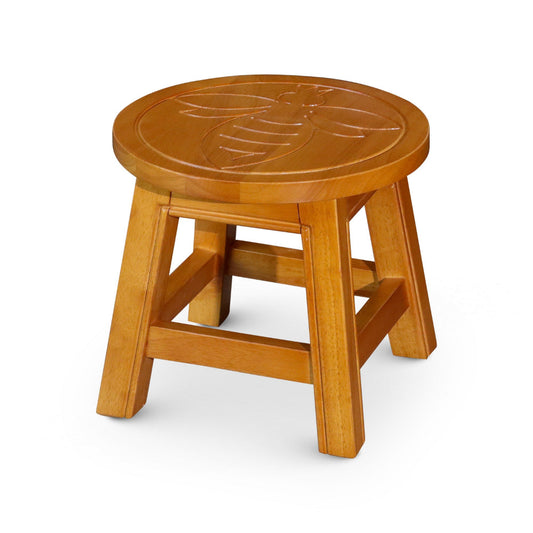 Sidi 11 Inch Step Stool Footrest, Wood Queen Bee Print, Round, Natural