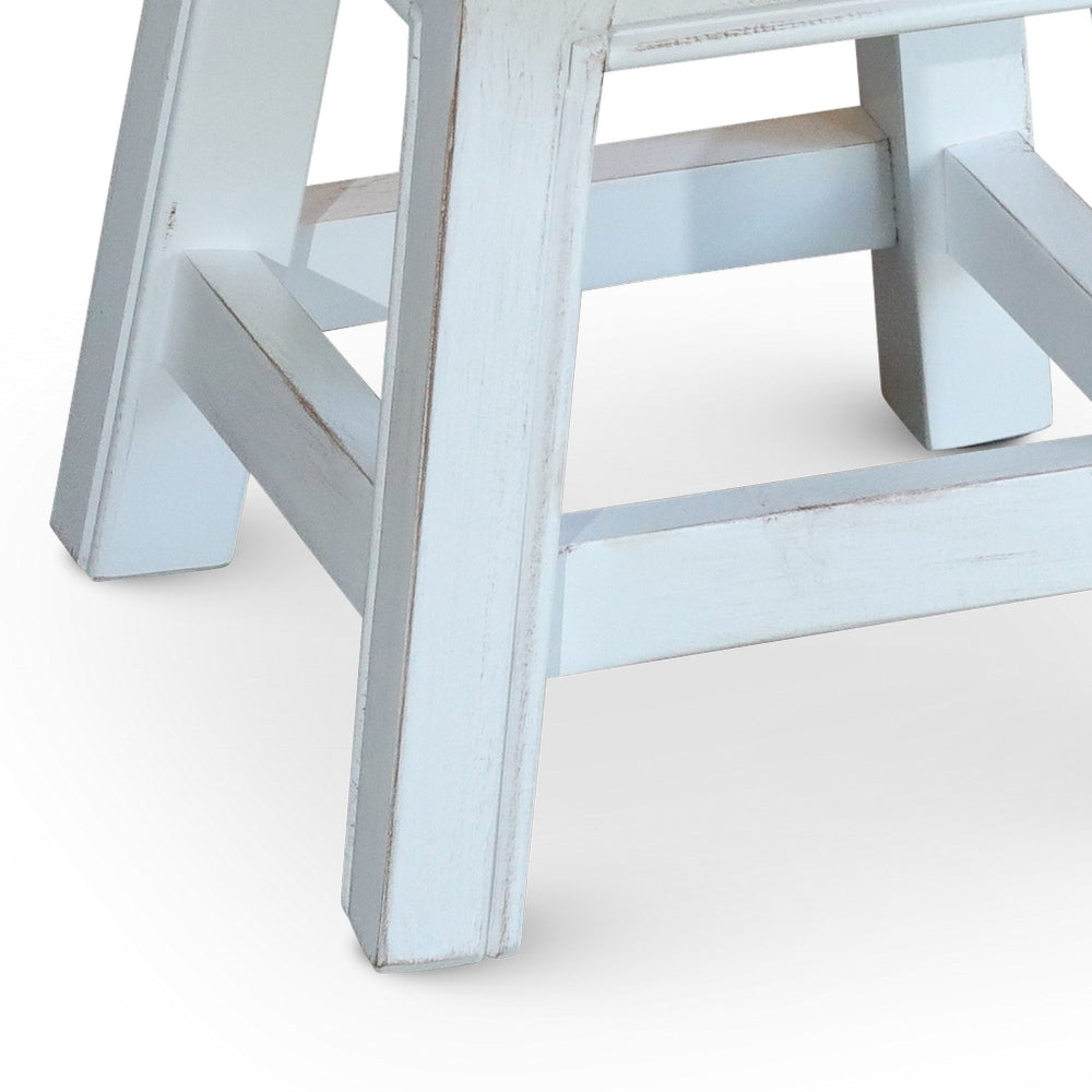 Sidi 11 Inch Step Stool Footrest, Wood Butterfly Print, Round, White