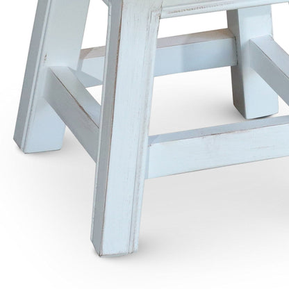 Sidi 11 Inch Step Stool Footrest, Wood Butterfly Print, Round, White