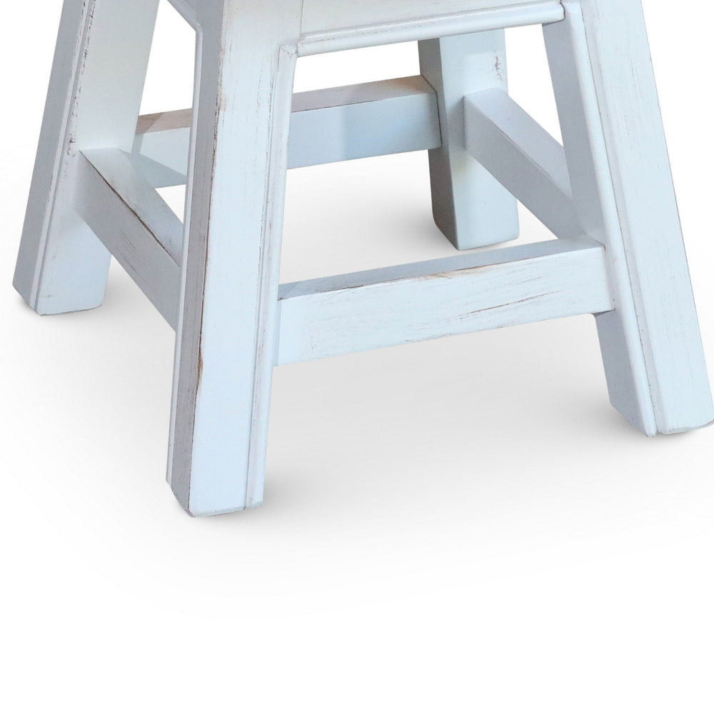 Sidi 11 Inch Step Stool Footrest, Wood Maple Leaf Print, Round, White