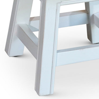 Sidi 11 Inch Step Stool Footrest, Wood Queen Bee Print, Round, White