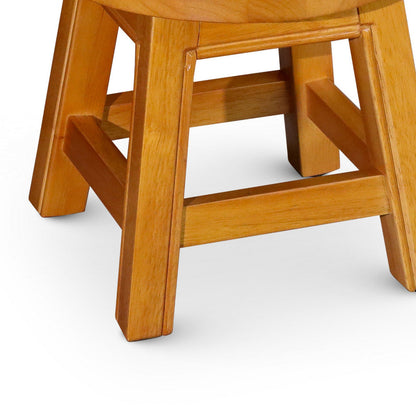 Sidi 11 Inch Step Stool Footrest, Wood Maple Leaf Print, Round, Brown