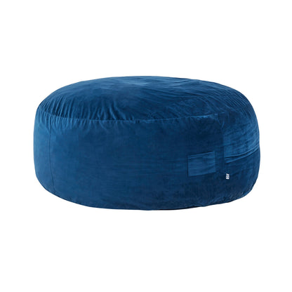 Olio 70 Inch Bean Bag, Round, Foam Filling, Velvet Upholstery, Navy Blue