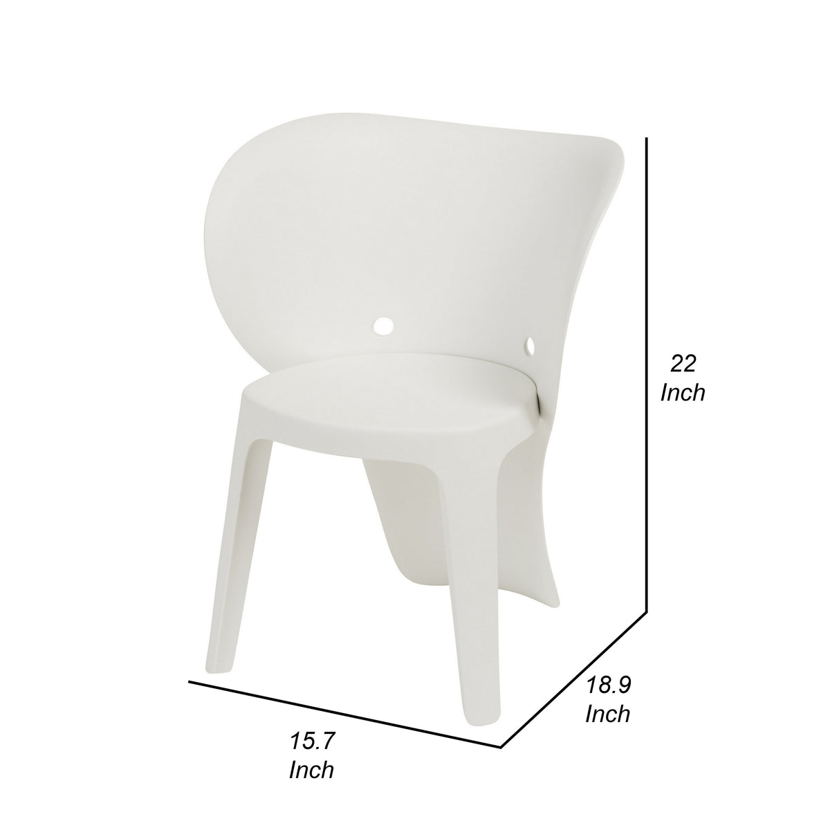 Fyna 16 Inch Kids Chair with Curved Back, Set of 4, Elephant Trunk Design, White