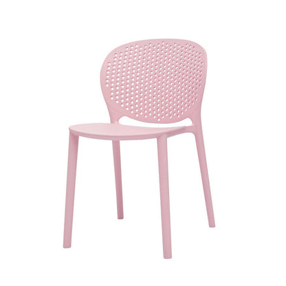 Gyna 14 Inch Kids Side Chair, Round Dotted Backrest, Set of 4, Armless, Pink