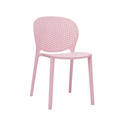 Gyna 14 Inch Kids Side Chair, Round Dotted Backrest, Set of 4, Armless, Pink