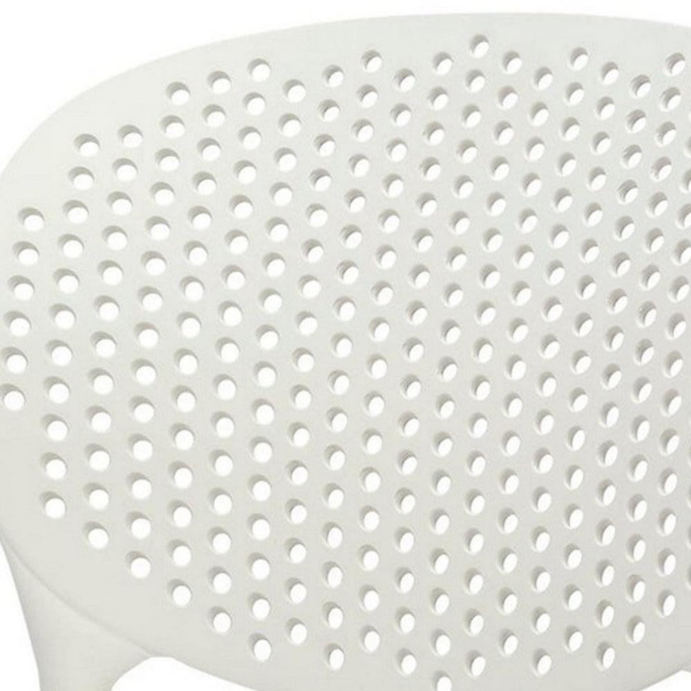 Gyna 14 Inch Kids Side Chairs, Set of 4, Round Dotted Backrest, Armless, White