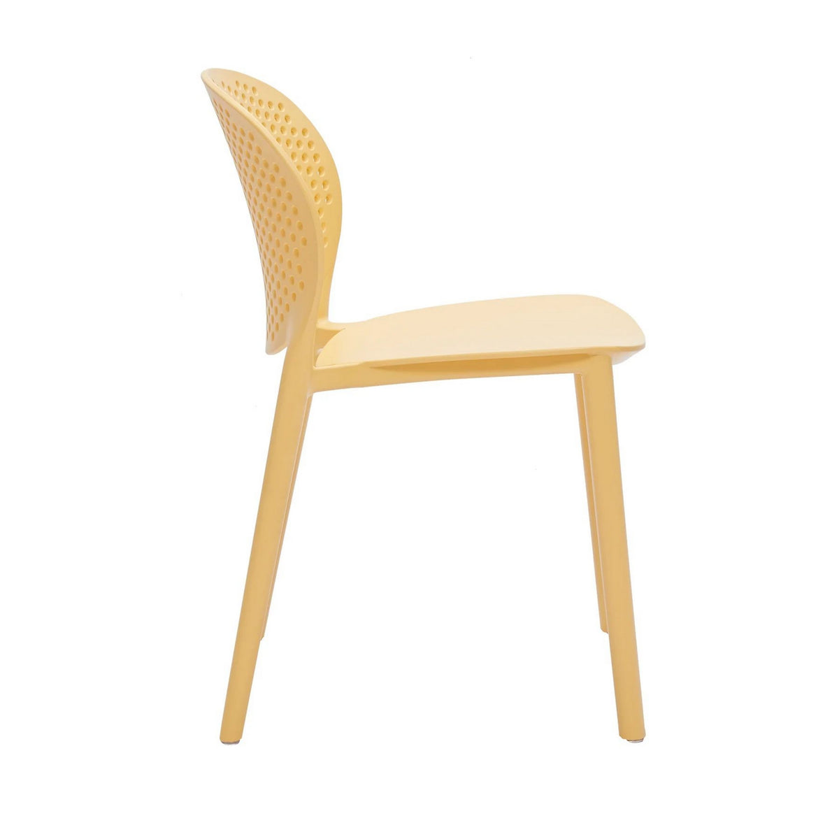 Gyna 14 Inch Kids Side Chair, Round Dotted Backrest, Set of 4, Armless, Yellow