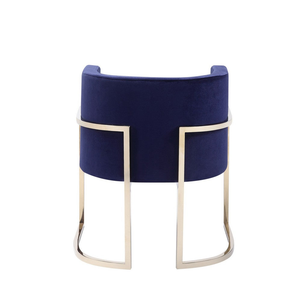 Naaz 24 Inch Kids Chair, Round, Blue Cushioned Velvet, Cantilever Gold Base
