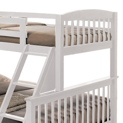 Bruke Twin/Full Size Bunk Bed with Ladder, Slatted White Solid Hardwood