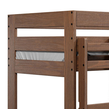 Twin/Twin Bunk Bed with Ladder, Brazilian Pine, Solid Wood, Mahogany