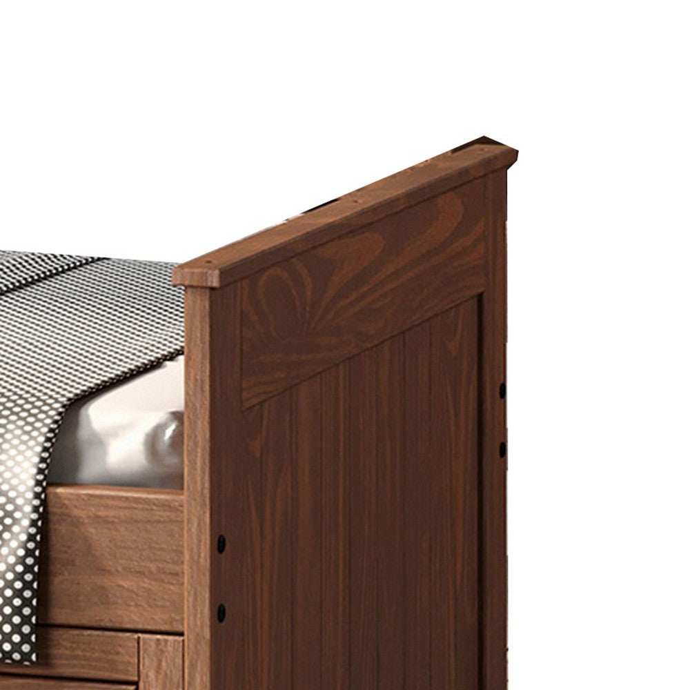 Mari Twin Captain Bed with Drawers, Brazilian Pine, Mahogany Wood
