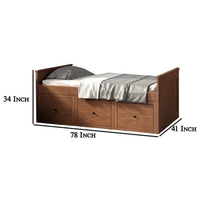 Mari Twin Captain Bed with Drawers, Brazilian Pine, Mahogany Wood