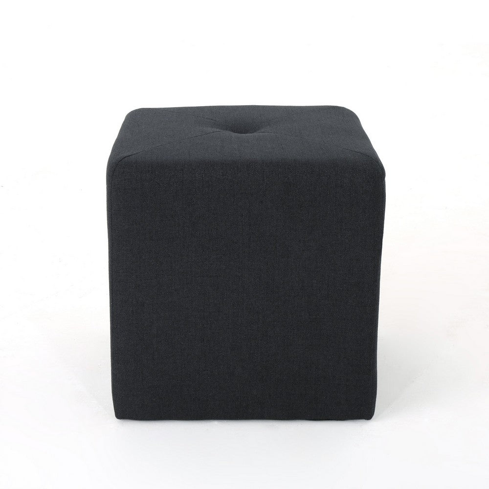 Liasa Footstool Ottoman, Charcoal Gray, Rubberwood Frame, 17 Inch