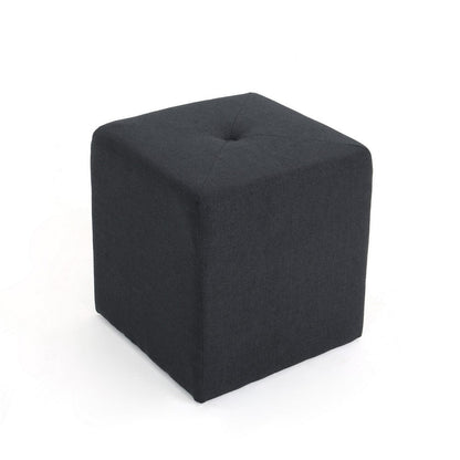 Liasa Footstool Ottoman, Charcoal Gray, Rubberwood Frame, 17 Inch