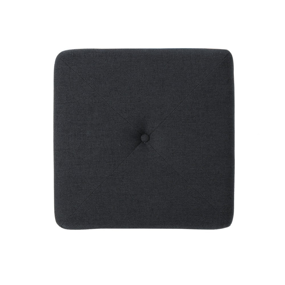 Liasa Footstool Ottoman, Charcoal Gray, Rubberwood Frame, 17 Inch