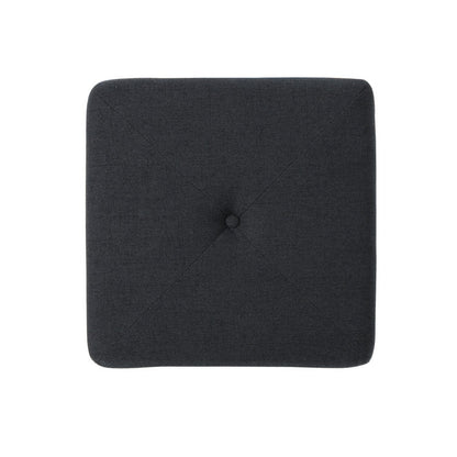 Liasa Footstool Ottoman, Charcoal Gray Fabric, Rubberwood, 17 Inch