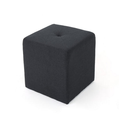 Liasa Footstool Ottoman, Charcoal Gray, Rubberwood Frame, 17 Inch