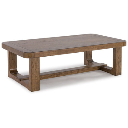 Cabal Coffee Table, Light Brown Hardwood Frame, Rectangular 34 Inch
