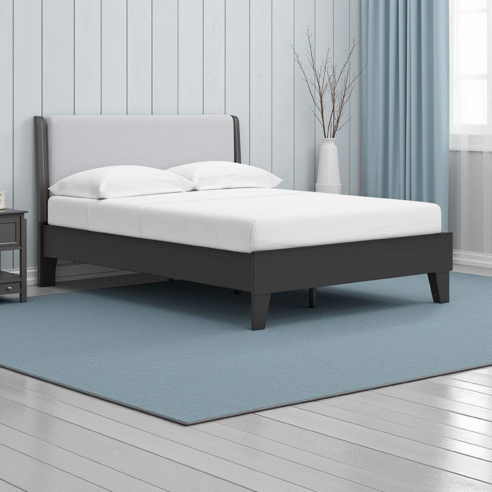 Alli Full Size Platform Bed, Matte Black Wood Frame with Laminate