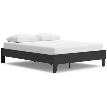 Alli Queen Size Platform Bed, Matte Black Wood Frame with Laminate