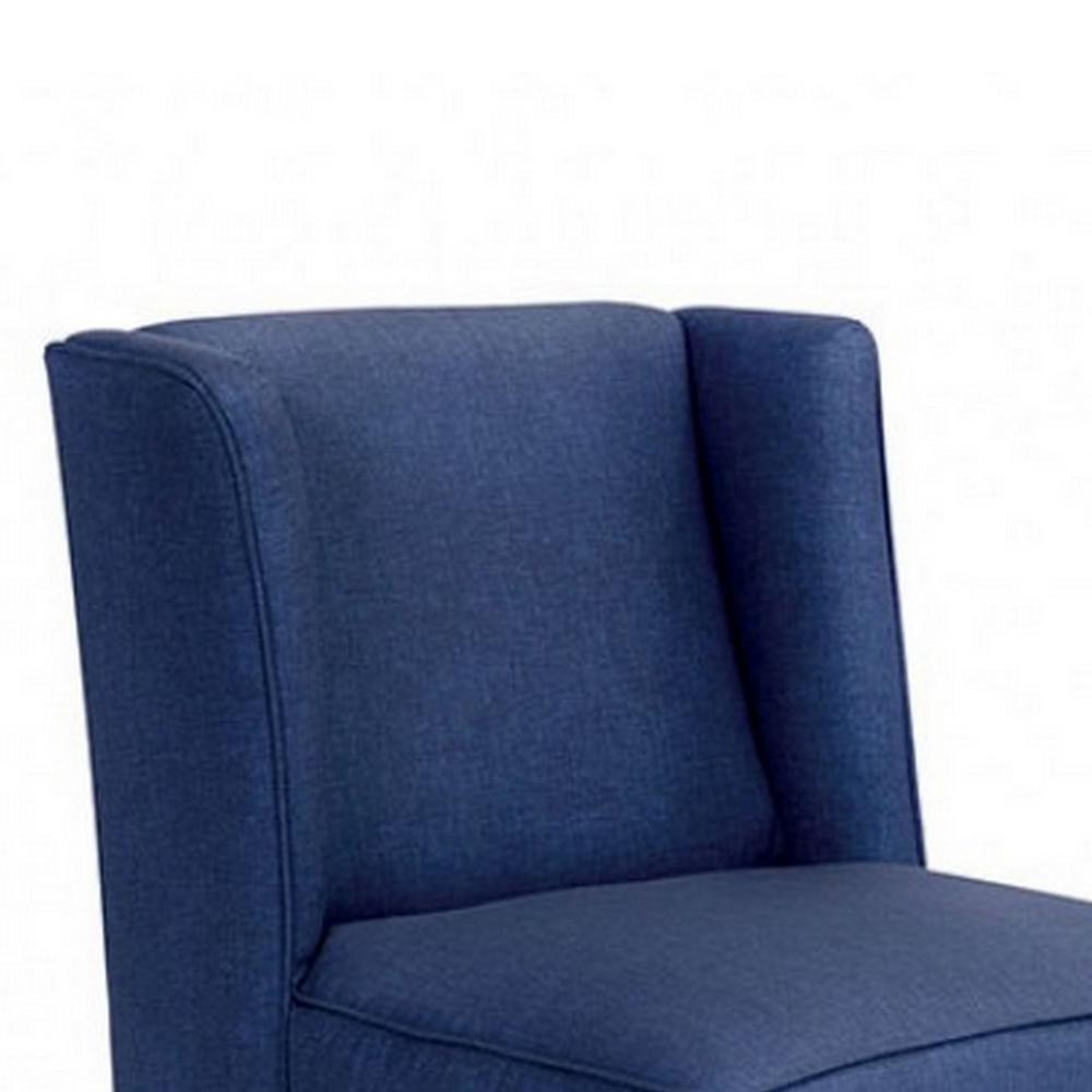 Carie Kids Chair with Wingback and Welt Trim, Solid Wood, Blue Fabric