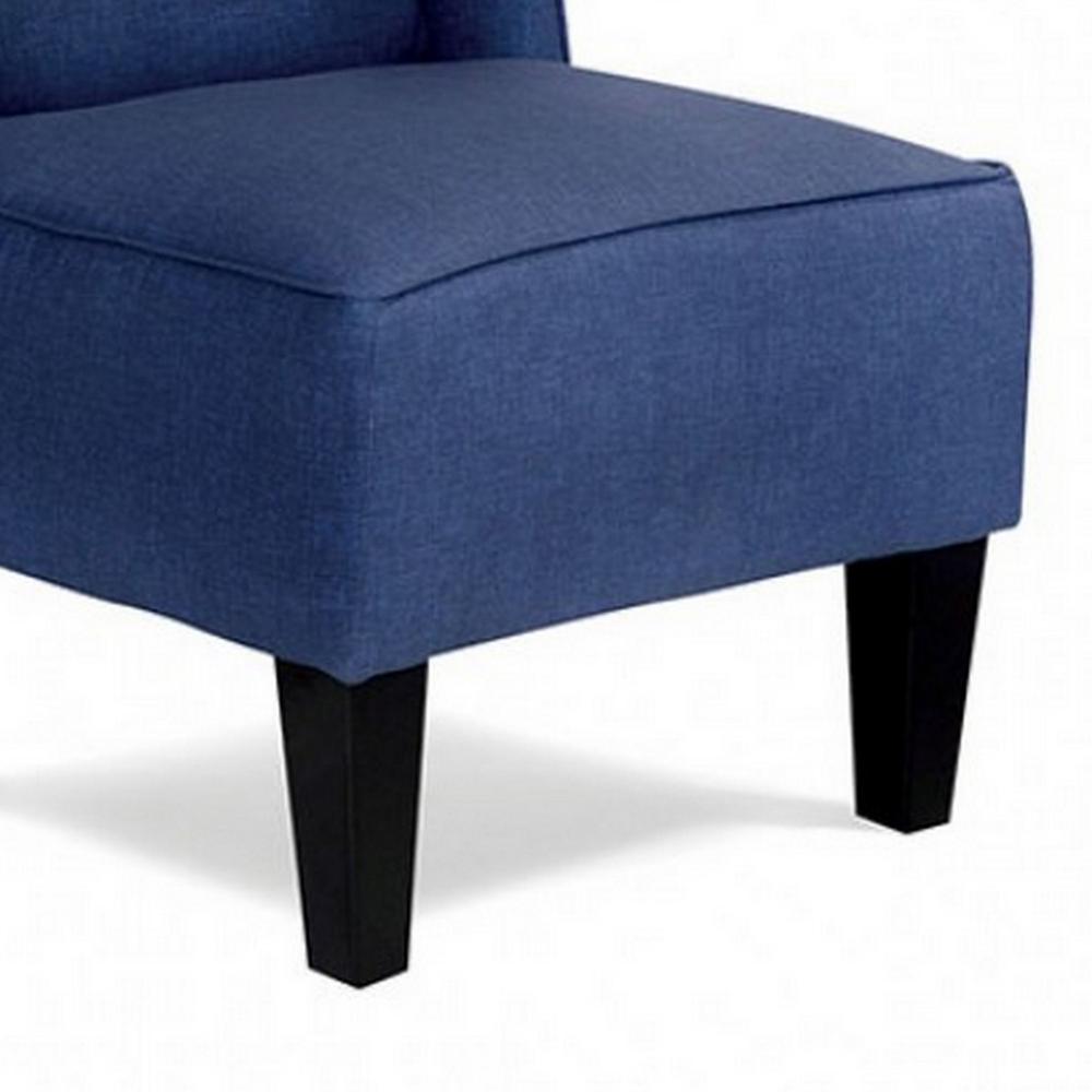 Carie Kids Chair with Wingback and Welt Trim, Solid Wood, Blue Fabric