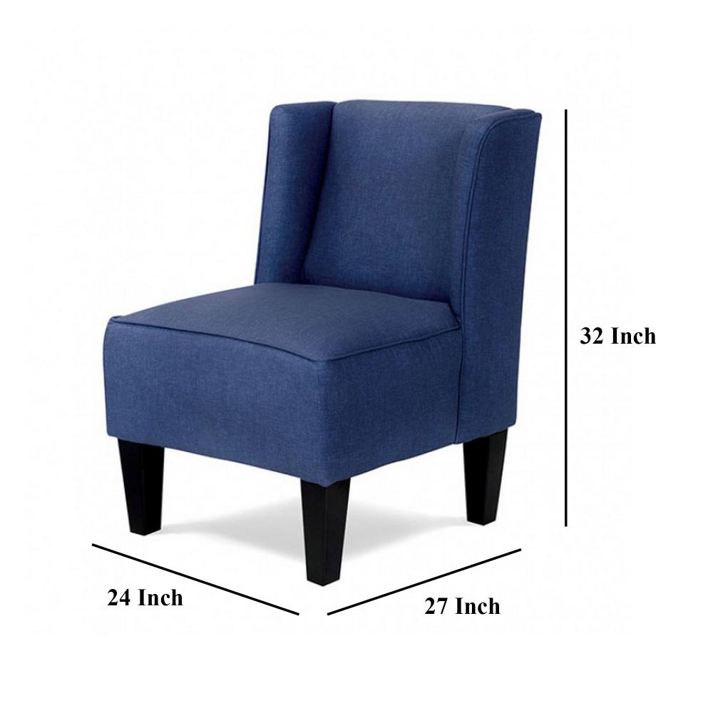 Carie Kids Chair with Wingback and Welt Trim, Solid Wood, Blue Fabric