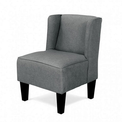 Carie Kids Chair with Wingback and Welt Trim, Solid Wood, Gray Fabric