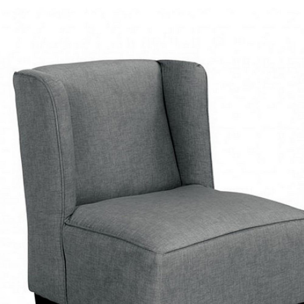 Carie Kids Chair with Wingback and Welt Trim, Solid Wood, Gray Fabric