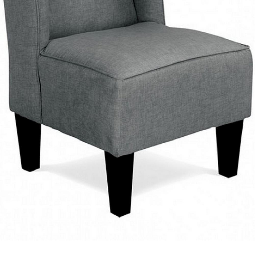 Carie Kids Chair with Wingback and Welt Trim, Solid Wood, Gray Fabric
