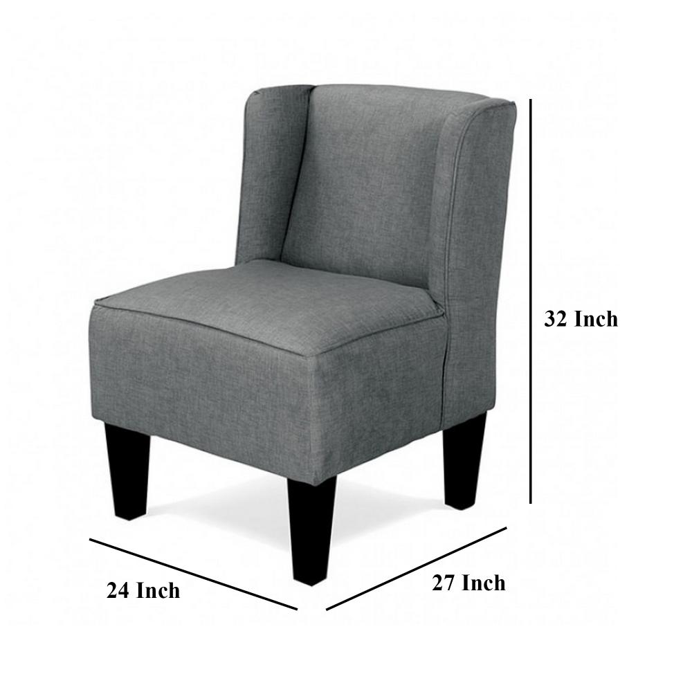Carie Kids Chair with Wingback and Welt Trim, Solid Wood, Gray Fabric