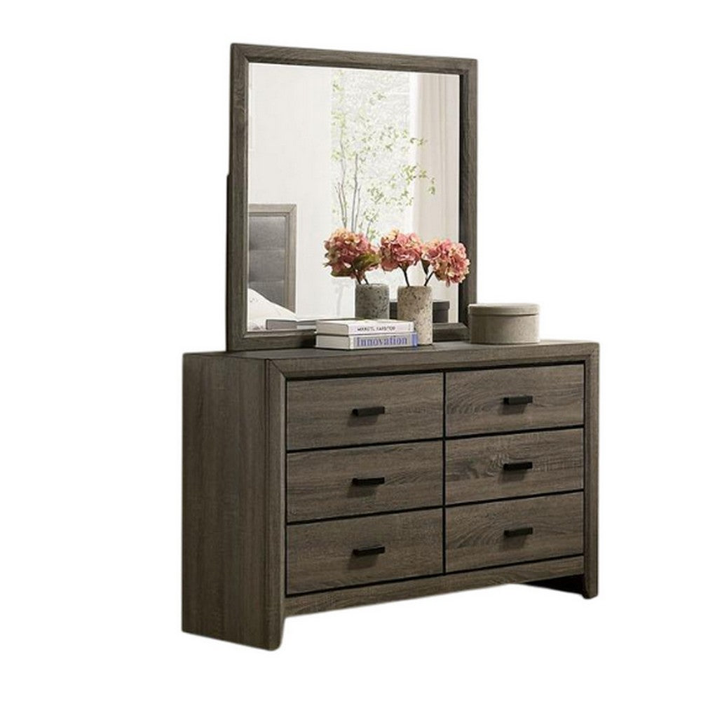 Meli 4pc Twin Size Bed Set with Dresser, Dark Gray Solid Wood Frame