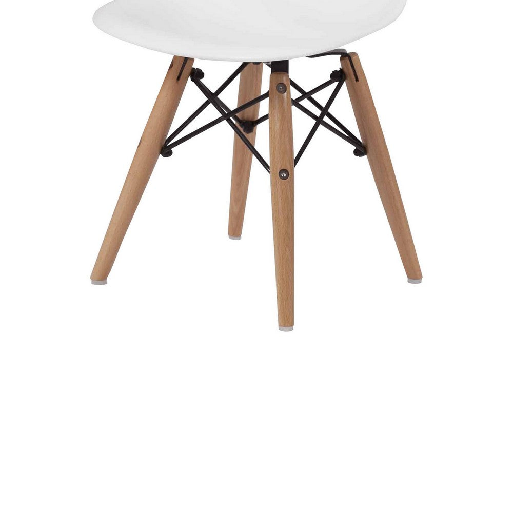 Ben Kids Dining Chair Set of 2, Modern White, Eiffel Brown Wood Legs