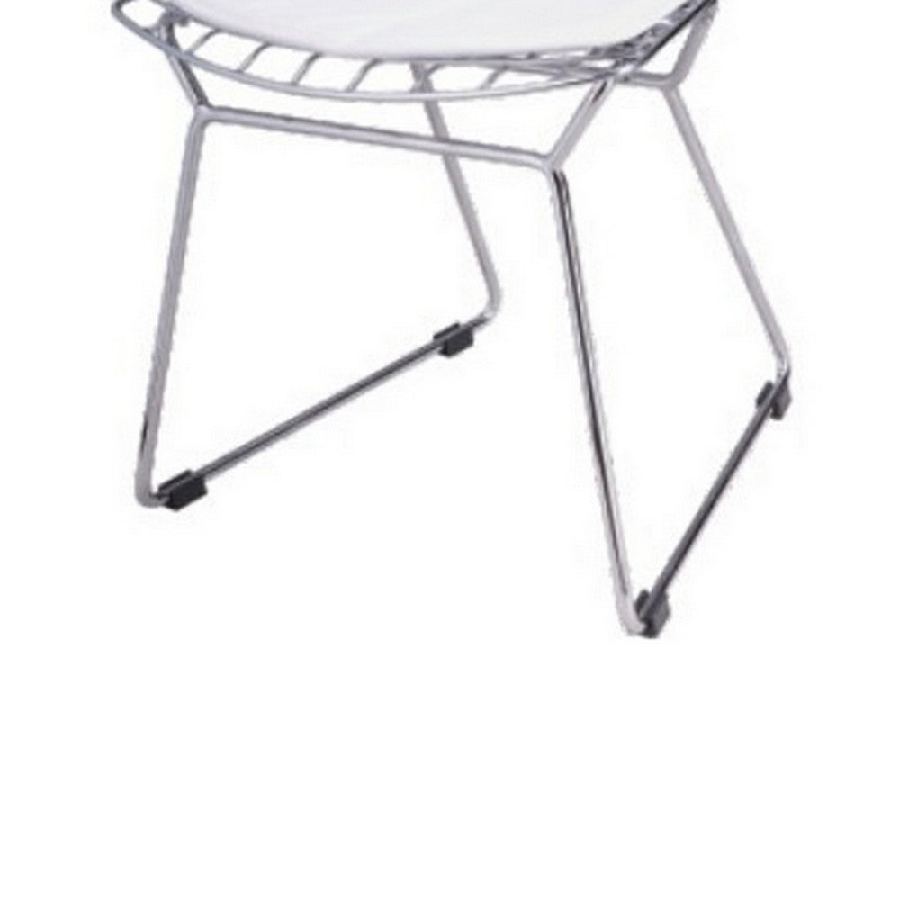 Kids Shuttle Chair Set of 2, White Faux Leather, Mesh Chrome Metal