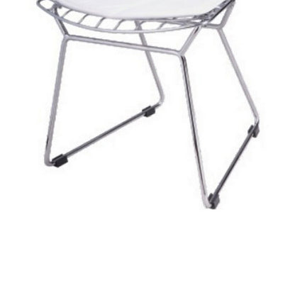 Kids Shuttle Chair Set of 2, White Faux Leather, Mesh Chrome Metal