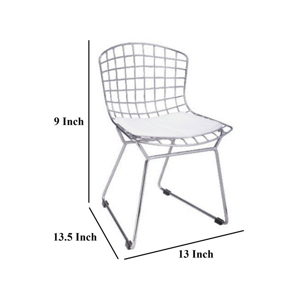 Kids Shuttle Chair Set of 2, White Faux Leather, Mesh Chrome Metal