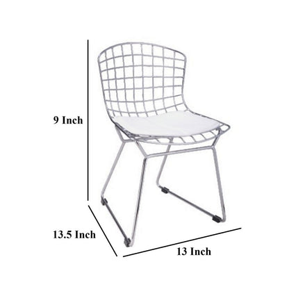 Kids Shuttle Chair Set of 2, White Faux Leather, Mesh Chrome Metal
