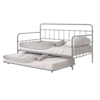 Tes Daybed with Pull Out Trundle, Classic Silver Metal Open Frame