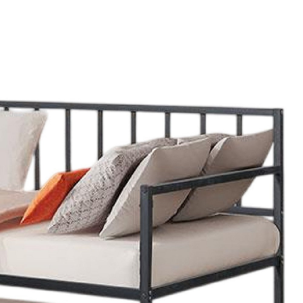 Ham Daybed with Pull Out Trundle, Black Slatted Open Metal Frame