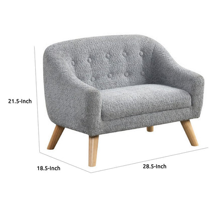 Aelia Kids Size Sofa Chair, Wood Legs, Gray Tufted Chenille 29 Inch