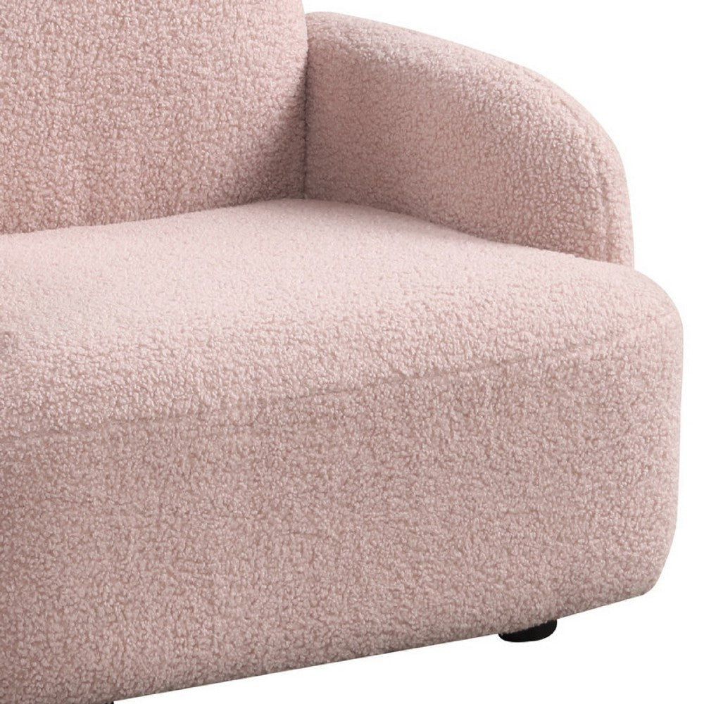 Raye Bear Shaped Kids Armchair with Black Legs, Pink Teddy Velvet