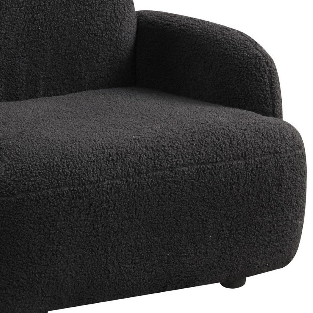 Raye Bear Shaped Kids Armchair with Black Legs, Black Teddy Velvet