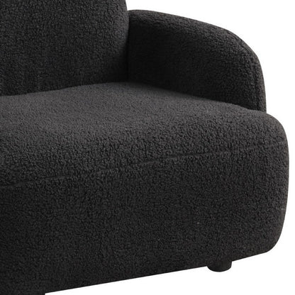 Raye Bear Shaped Kids Armchair with Black Legs, Black Teddy Velvet