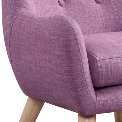Binie Kids Chair w Wood Angled Legs, Pink Purple Button Tufted Linen