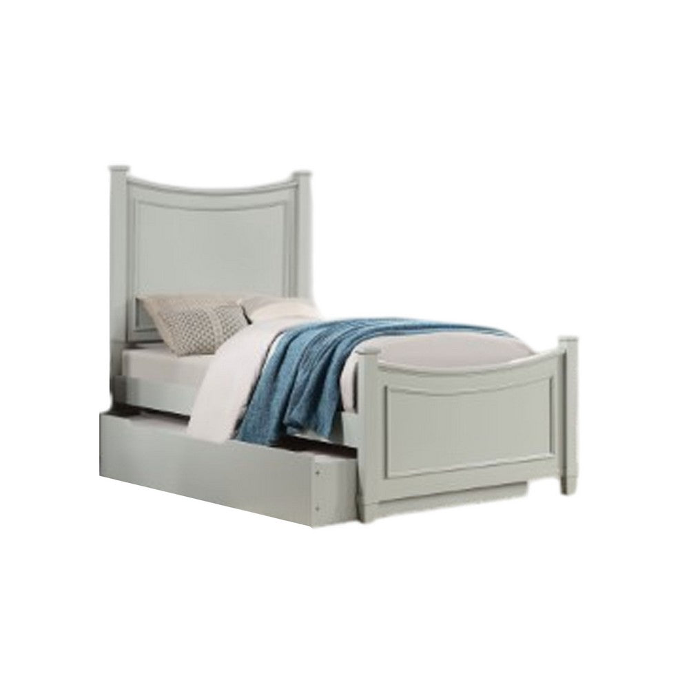 Roly Kids Full Size Bed w Trundle, Cradle Inspired Arches, Gray Wood