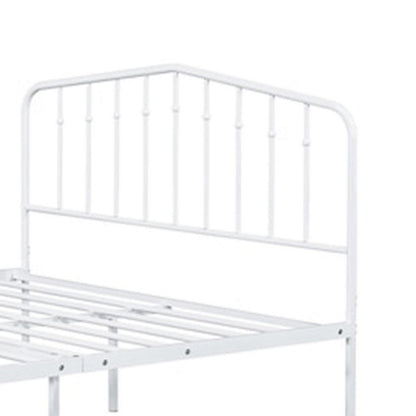 Nix Full Size Bed, Classic Spindle Headboard and Footboard, White Metal